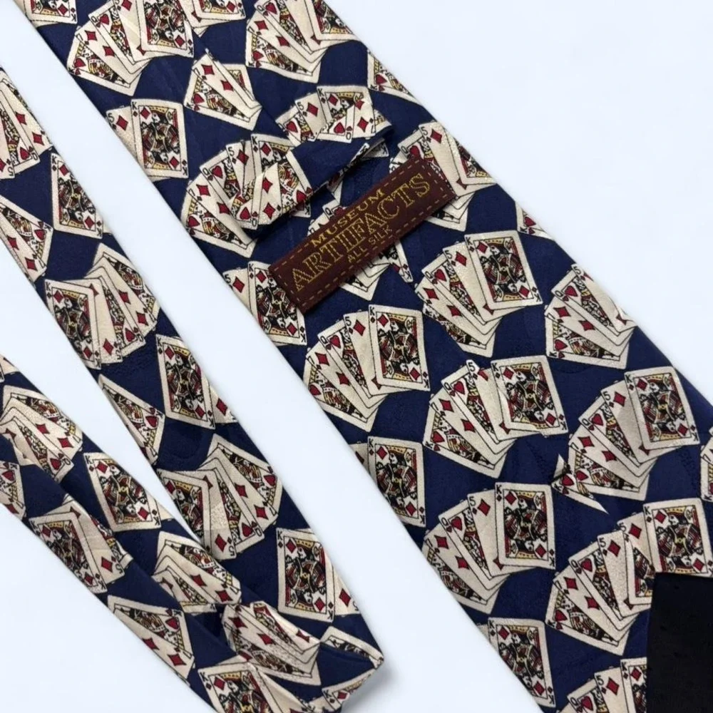Vintage 90s Museum Artifacts‎ Classic Mens Silk Necktie Suite Poker Hand Necktie